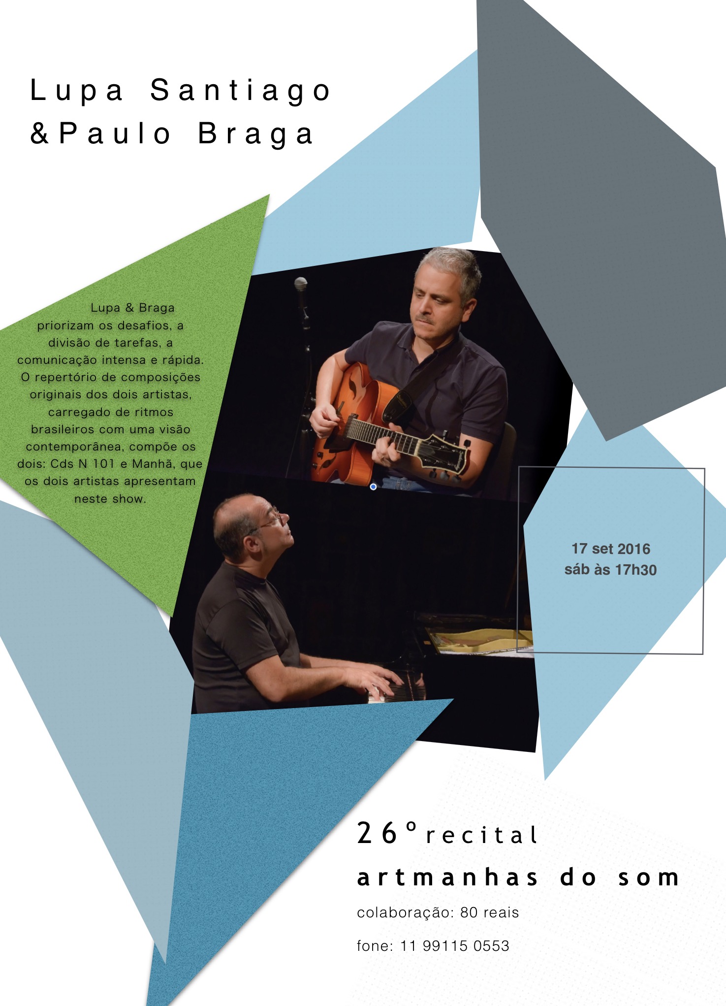 26° Recital Artmanhas do Som – Lupa Santiago, guitarra e Paulo Praga, piano